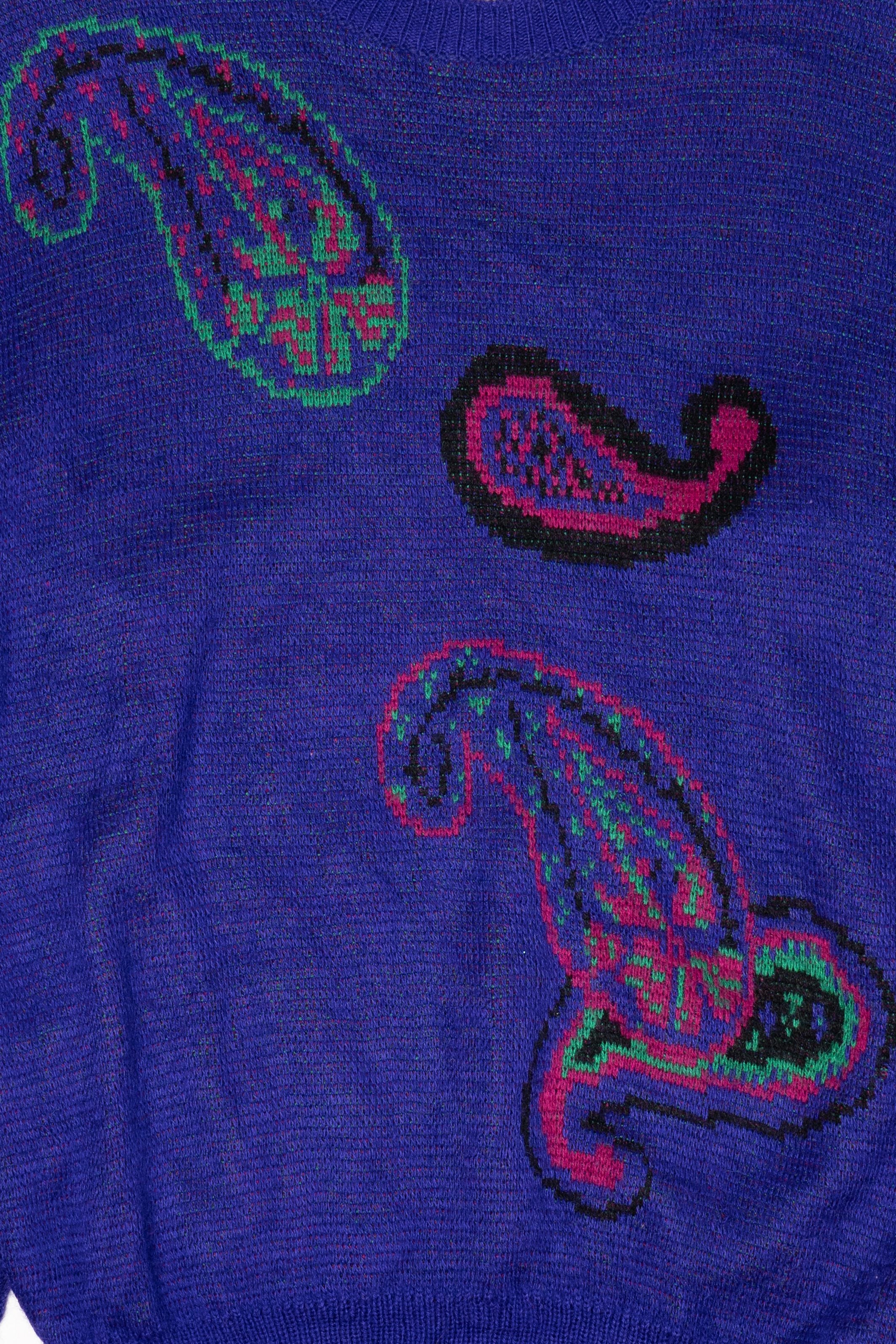 Vintage Blue Paisley Joyce Sweater (1990s)