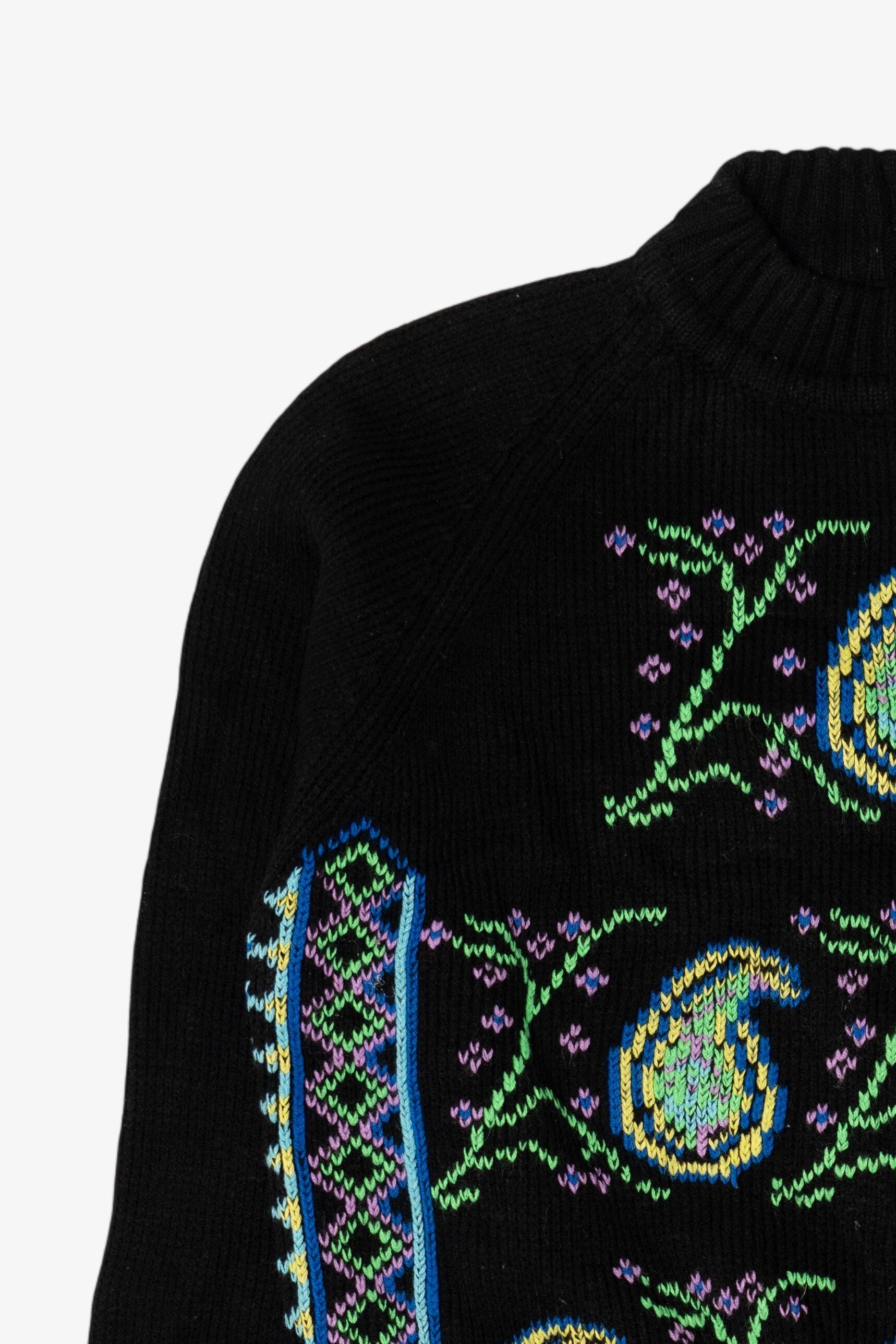 Vintage Black Paisley And Floral Pattern Sweater (1980s)