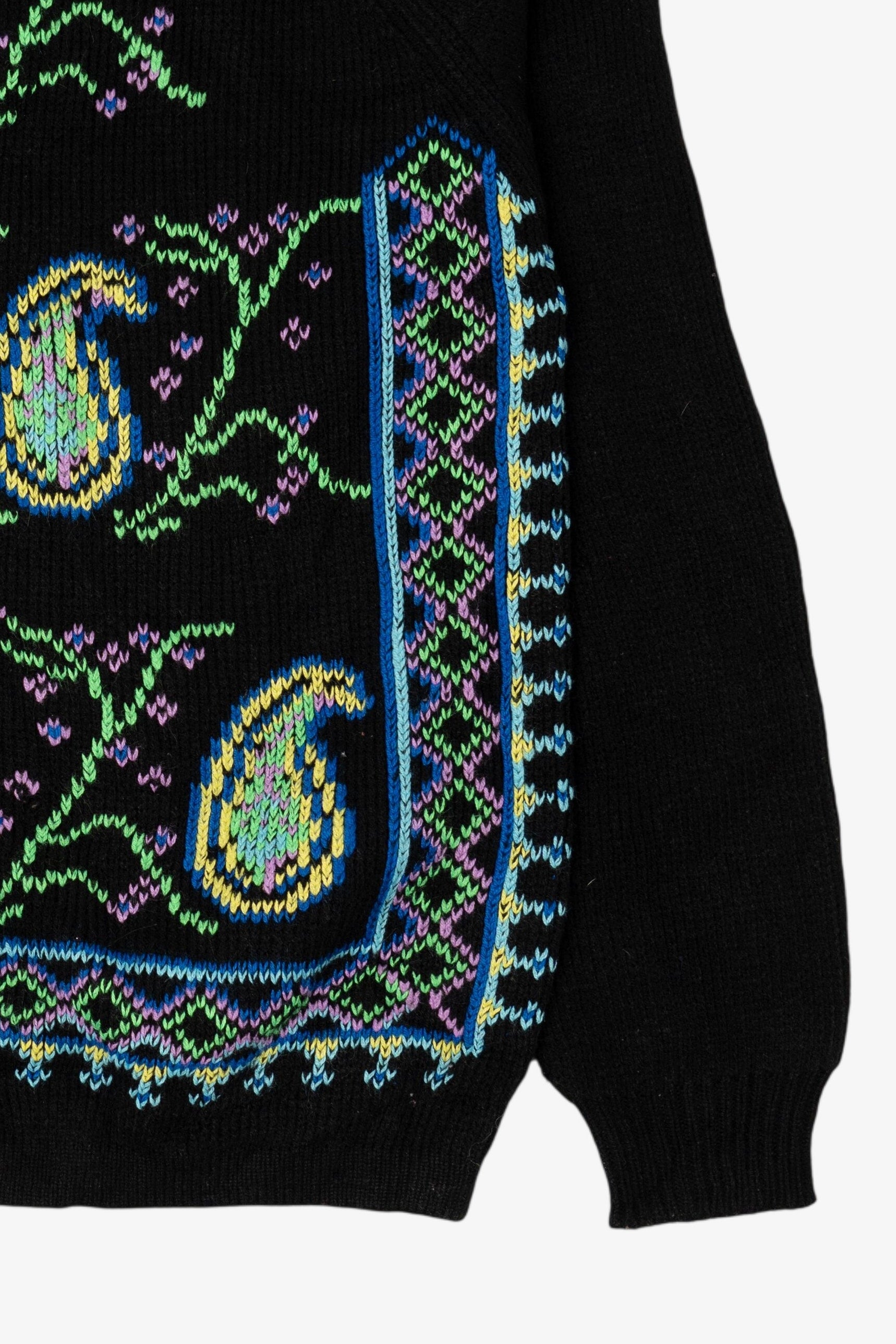 Vintage Black Paisley And Floral Pattern Sweater (1980s)