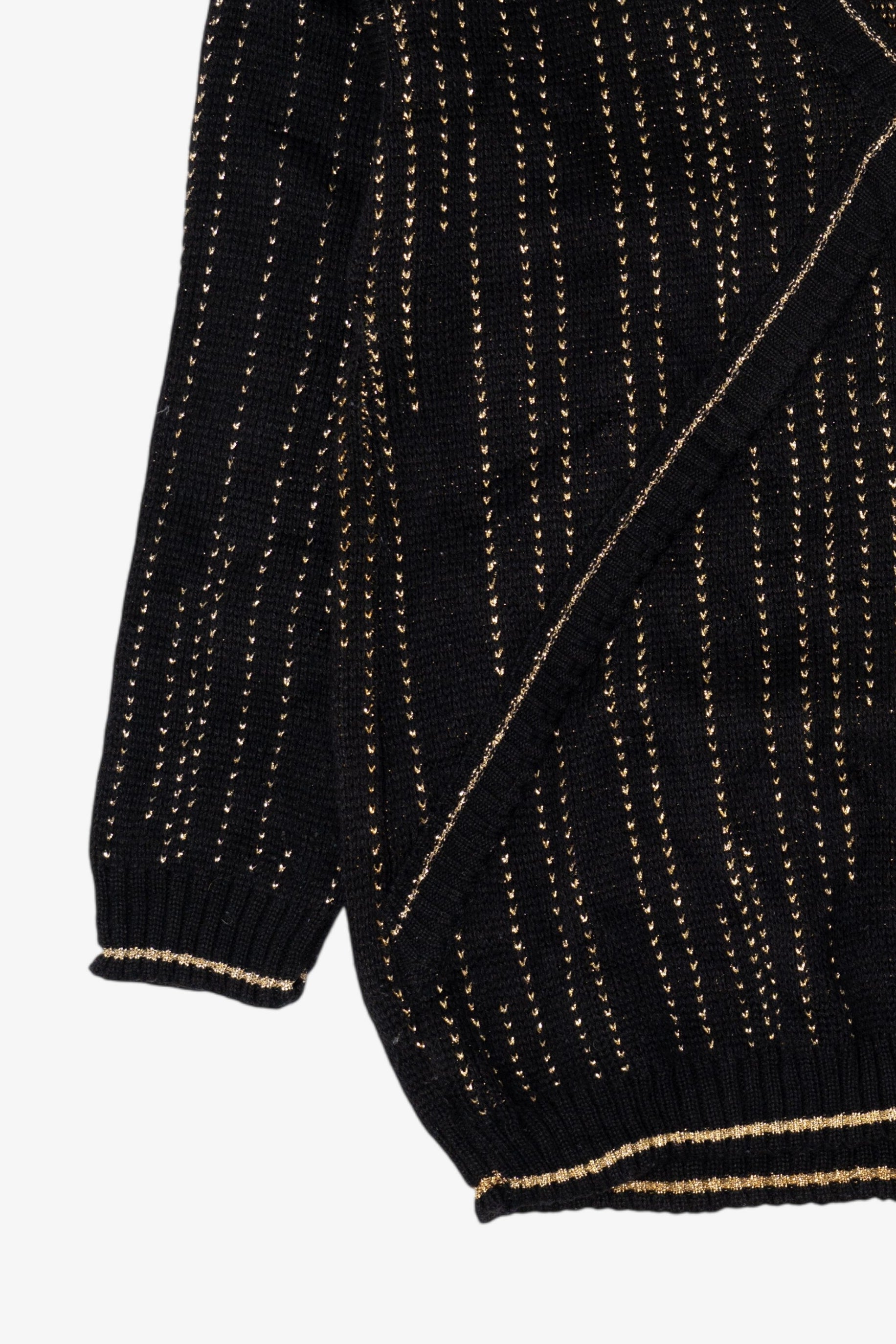 Vintage Black And Gold Rose Ellen D. Sweater (1980s)