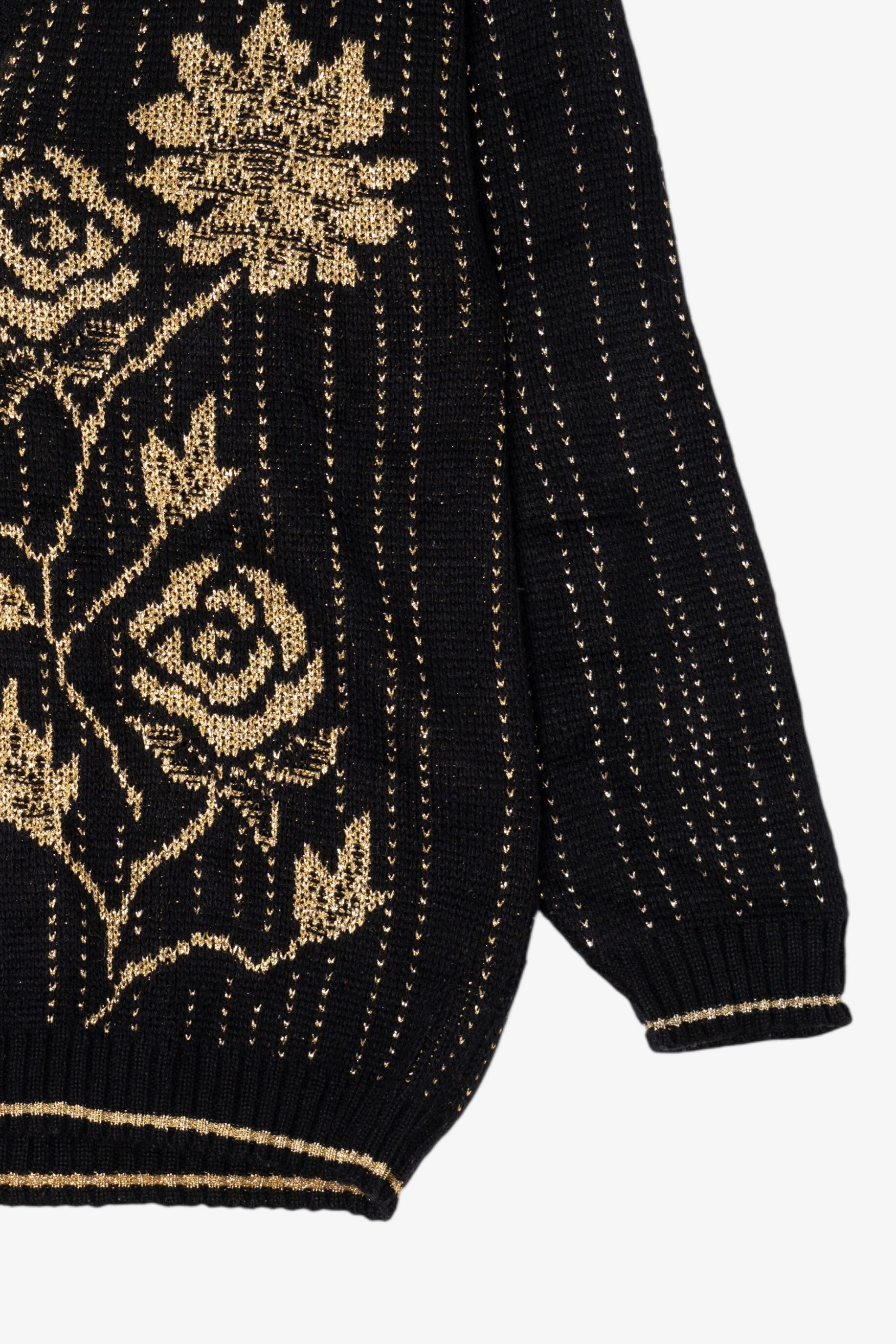 Vintage Black And Gold Rose Ellen D. Sweater (1980s)