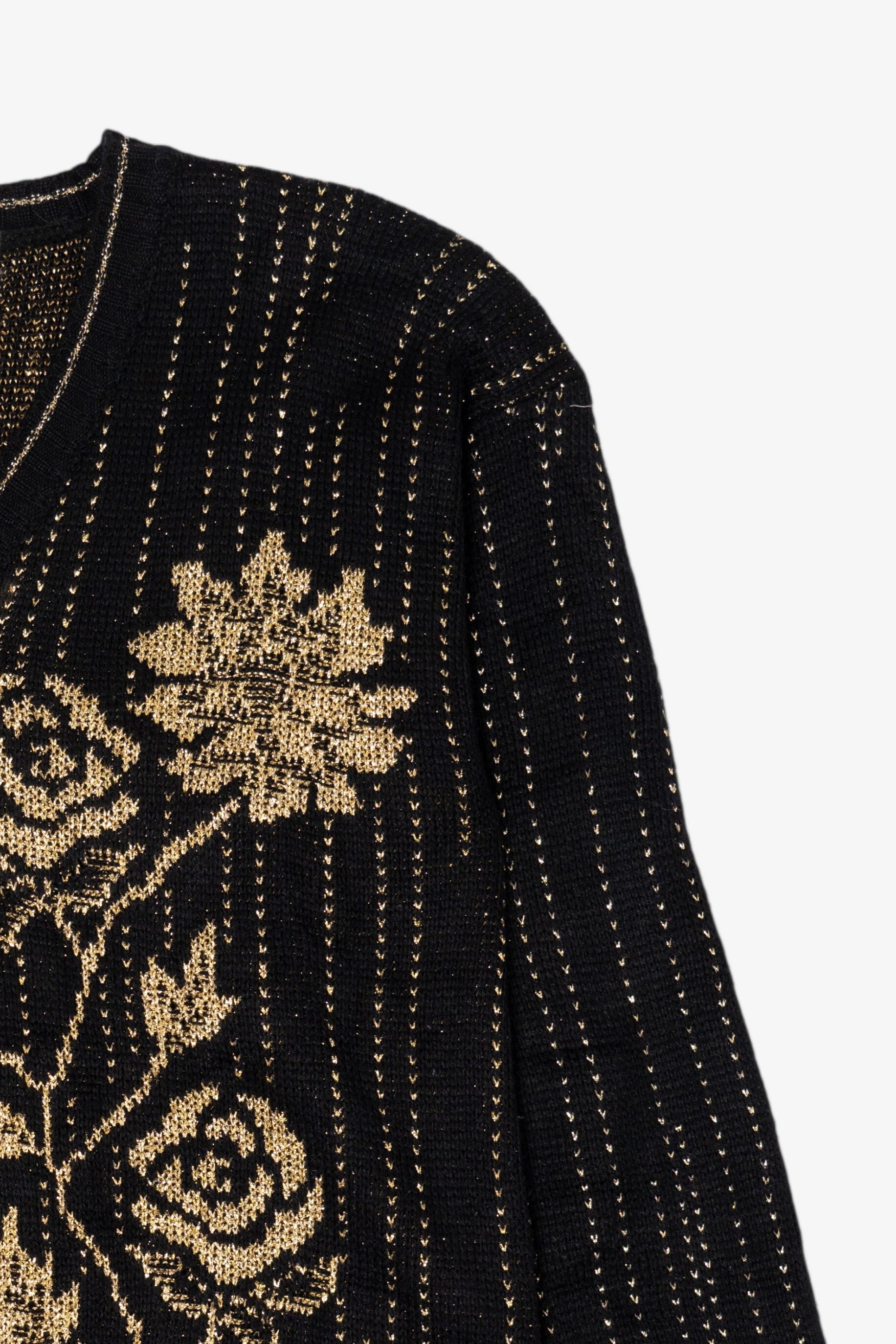 Vintage Black And Gold Rose Ellen D. Sweater (1980s)