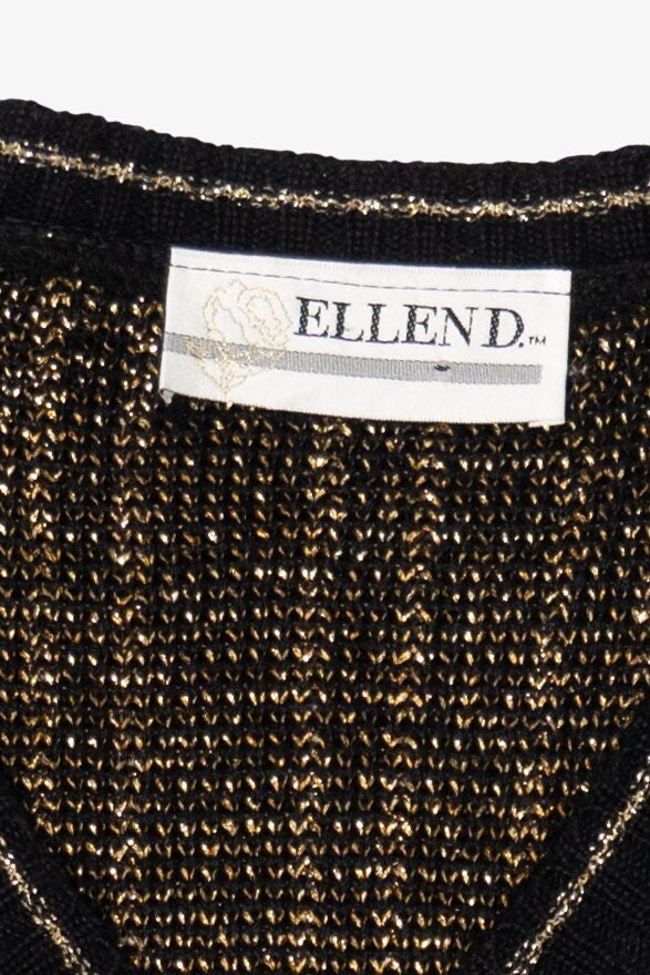 Vintage Black And Gold Rose Ellen D. Sweater (1980s)