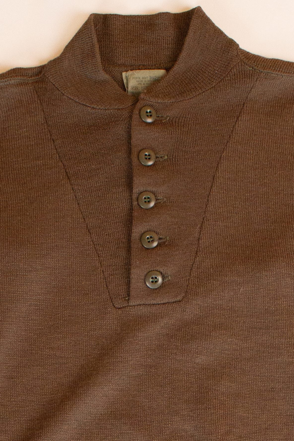 Vintage Olive Military Henley Sweater (1980s)