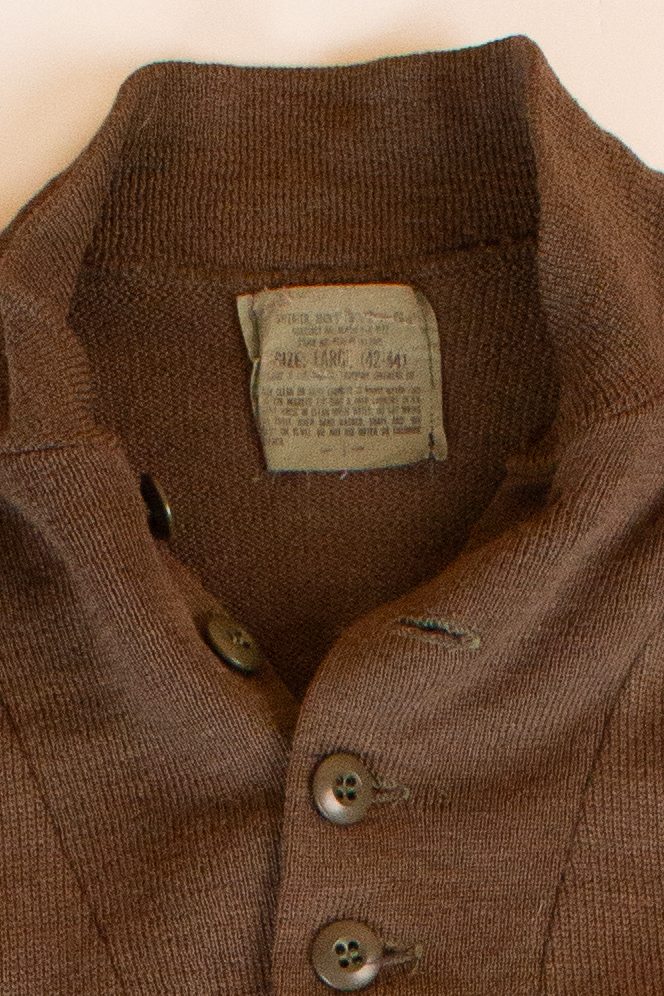 Vintage Olive Military Henley Sweater (1980s)