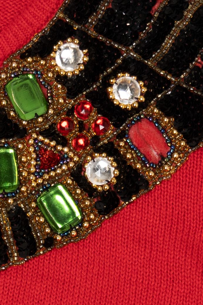 Vintage Red Victoria Harbour Bejeweled Sequin Sweater (1990s)