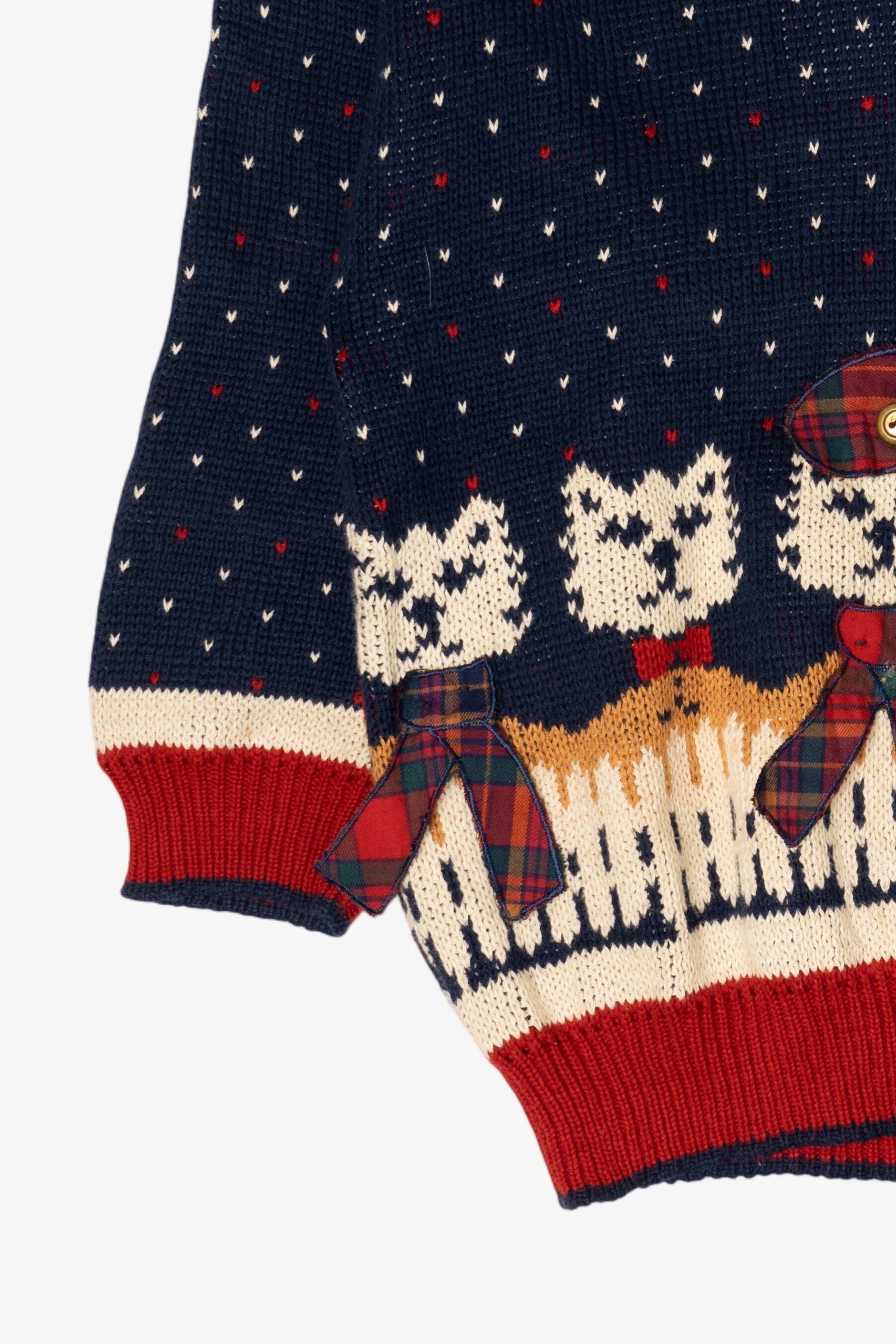 Vintage Navy Blue Cats With Scarves Sweater (1990s)