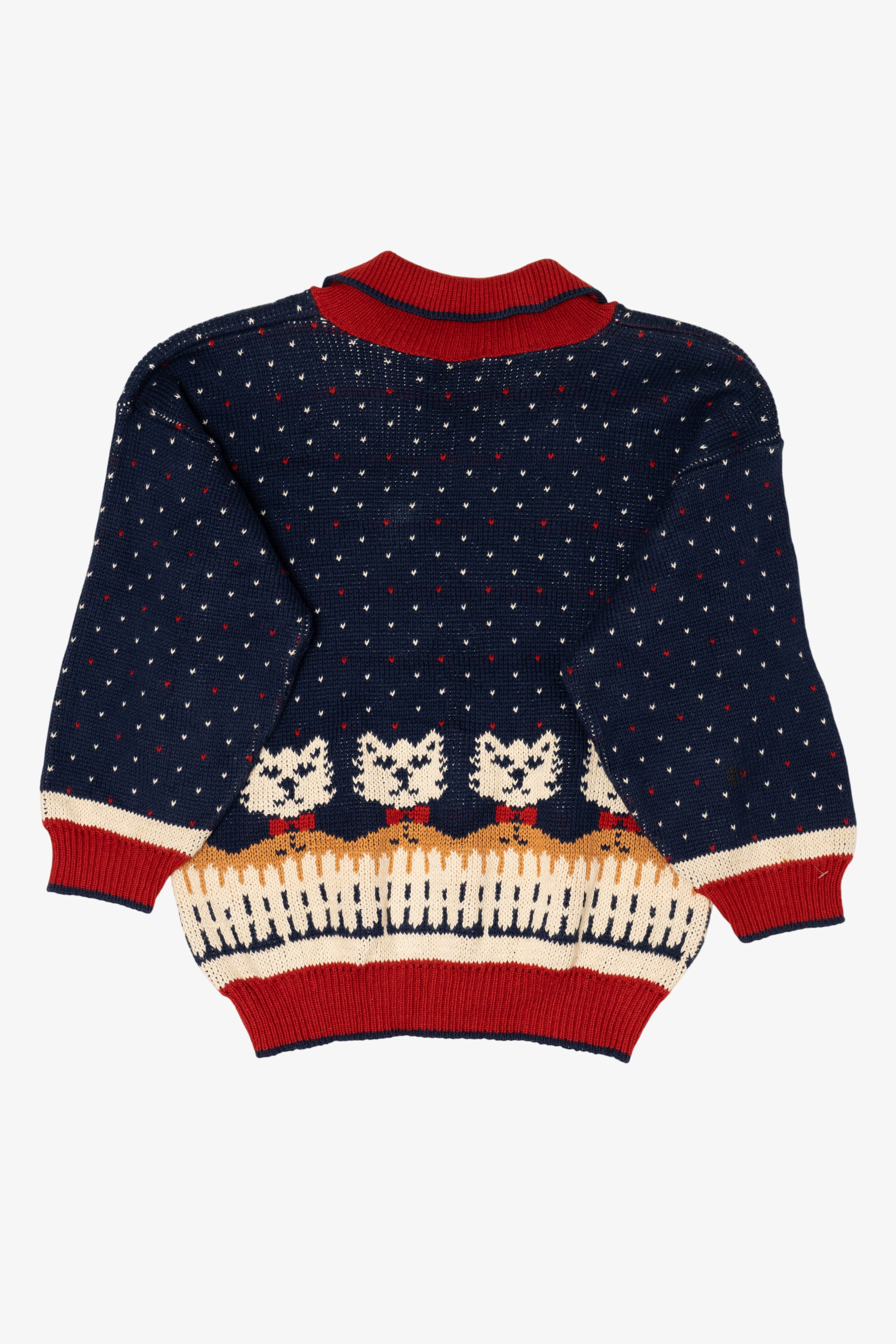 Vintage Navy Blue Cats With Scarves Sweater (1990s)