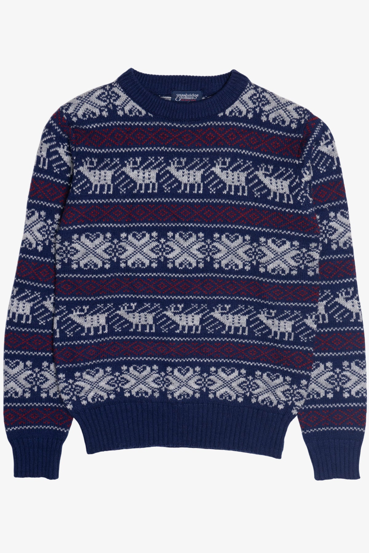 Vintage Navy Blue Strawbridge Clothier Fair Isle Sweater (1990s)