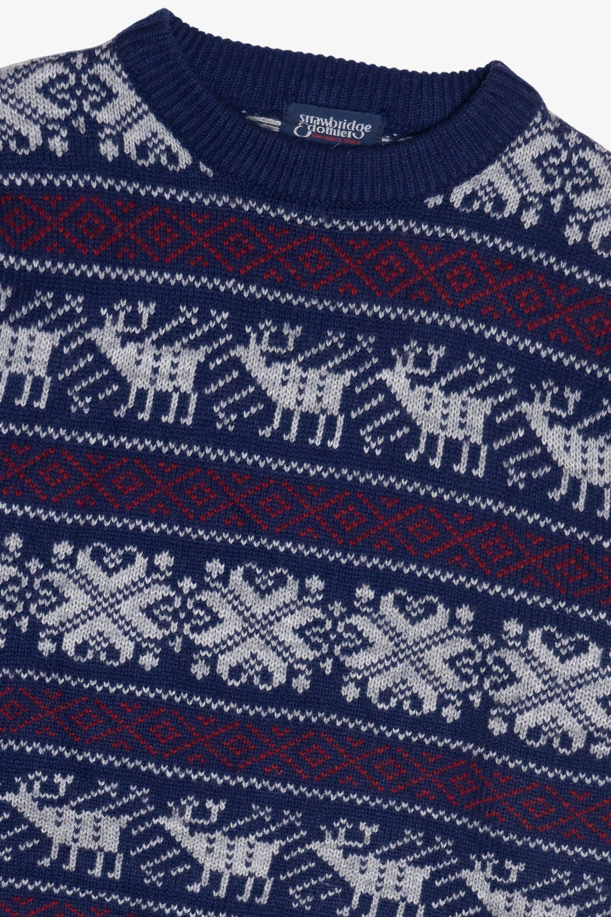 Vintage Navy Blue Strawbridge Clothier Fair Isle Sweater (1990s)