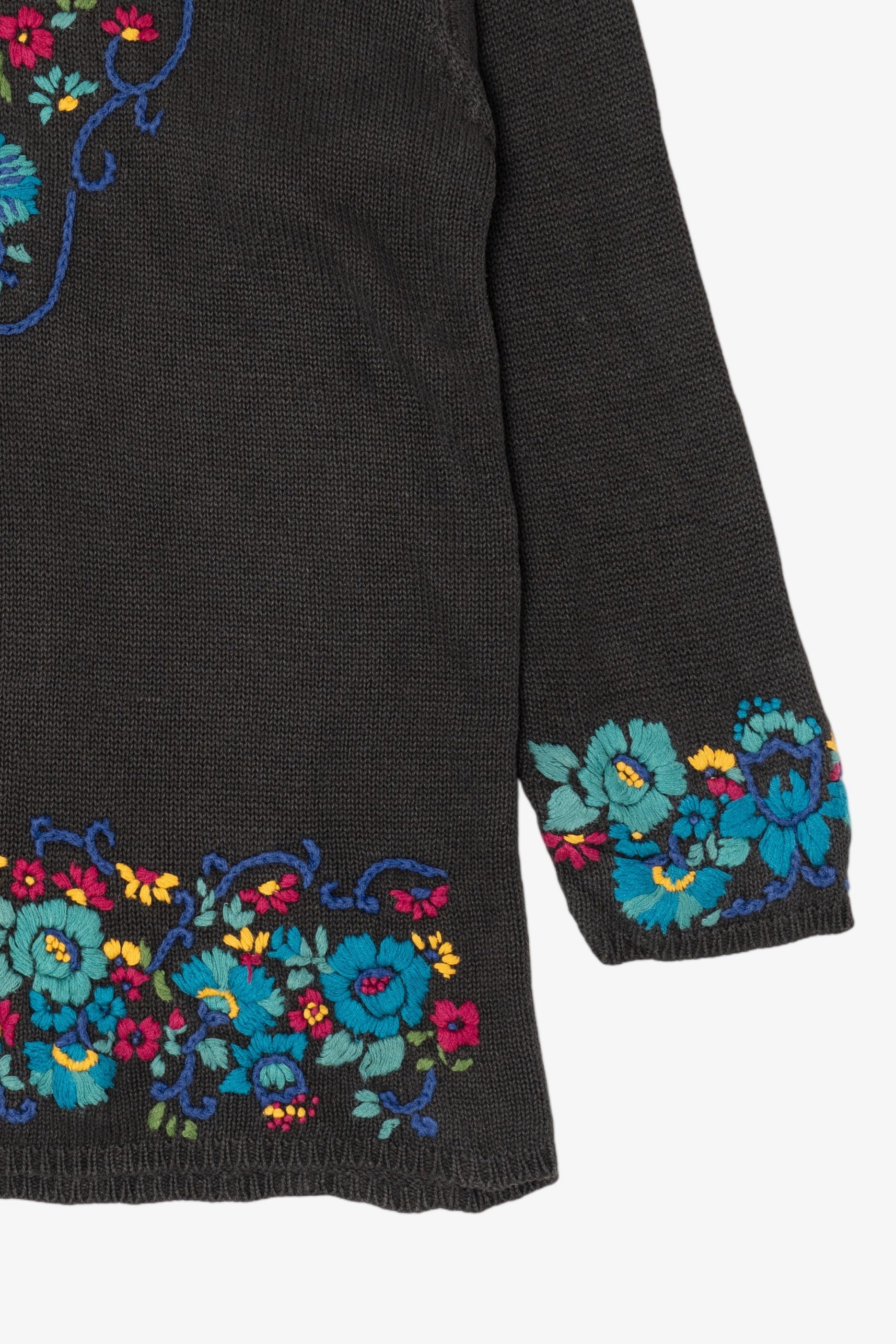 Vintage Rainbow Floral Embroidered Vivre Sweater (1990s)