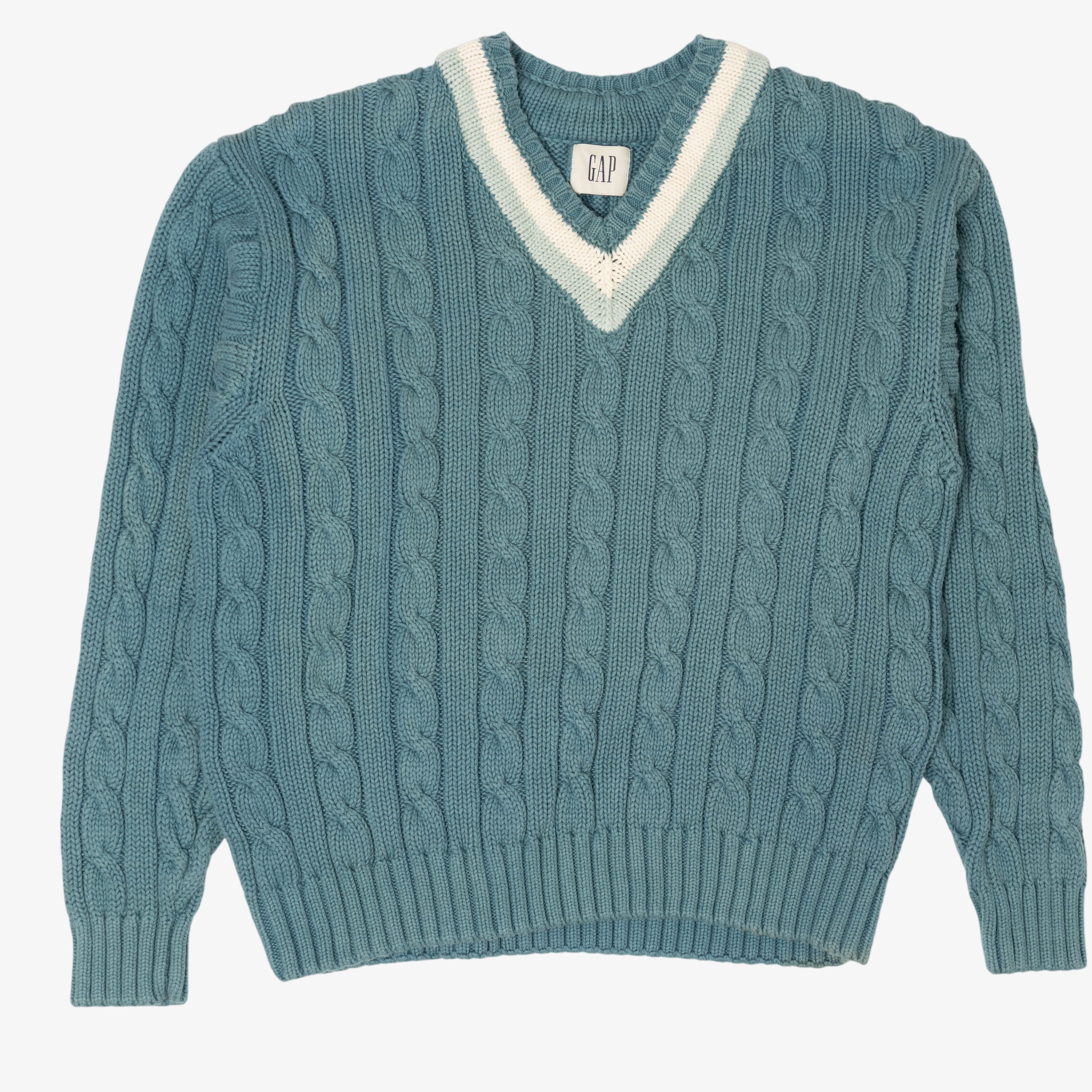 Vintage Teal Gap Cable Knit Sweater (1990s)