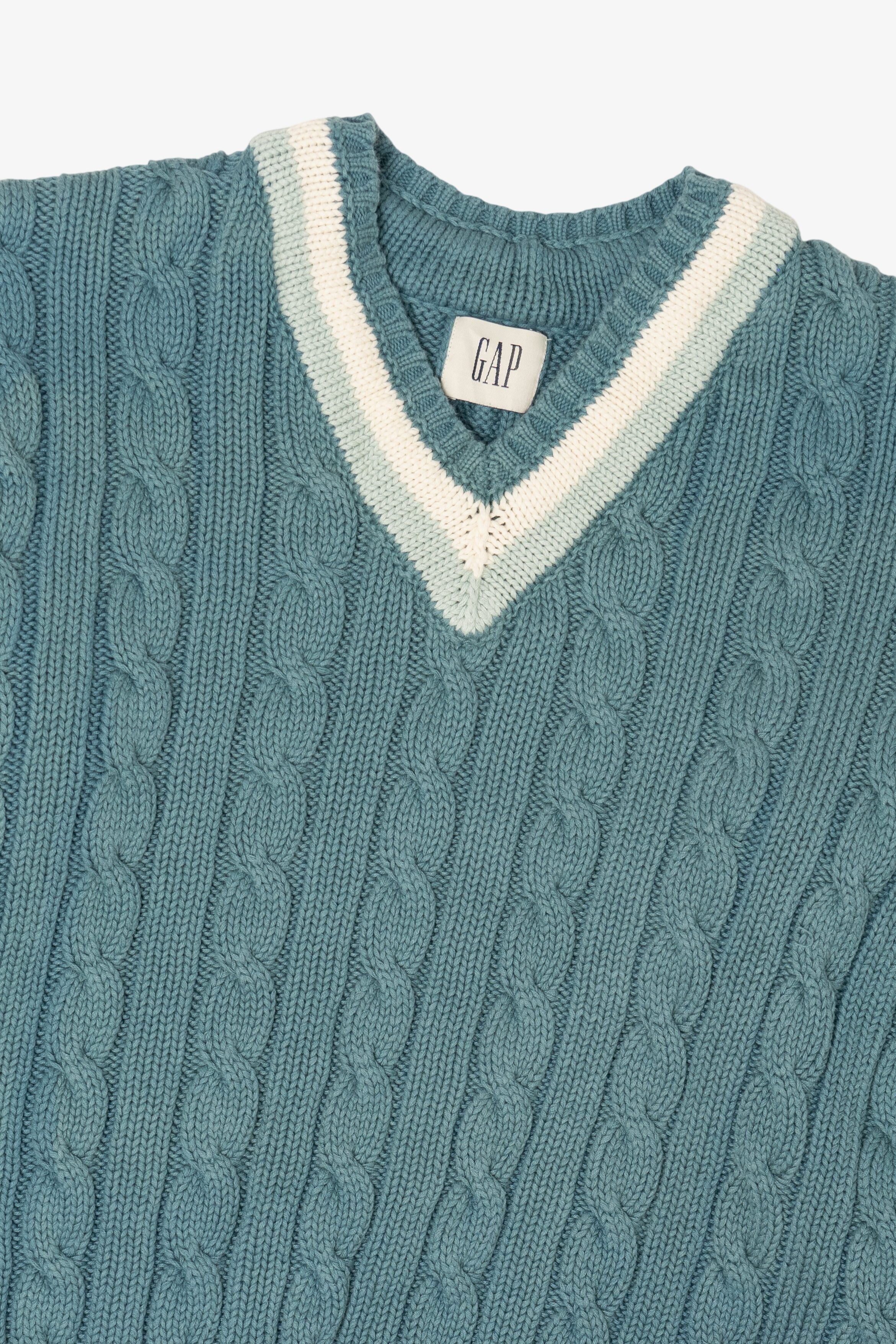 Vintage Teal Gap Cable Knit Sweater (1990s)