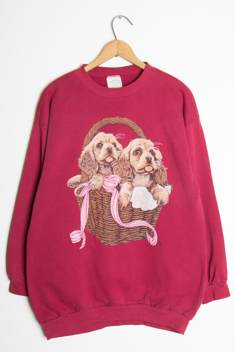Spaniels in a Basket Vintage Sweatshirt