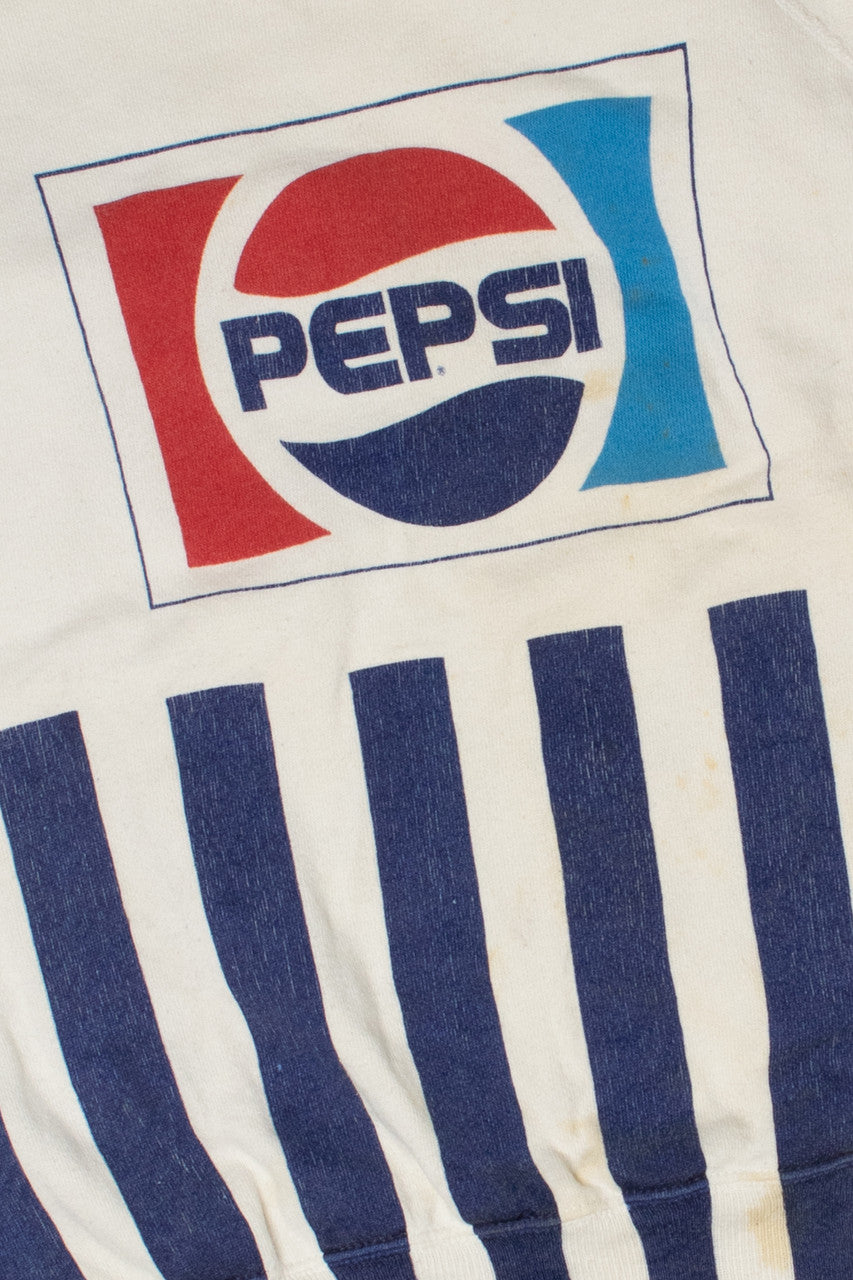 Vintage Pepsi Logo Striped Sweatshirt