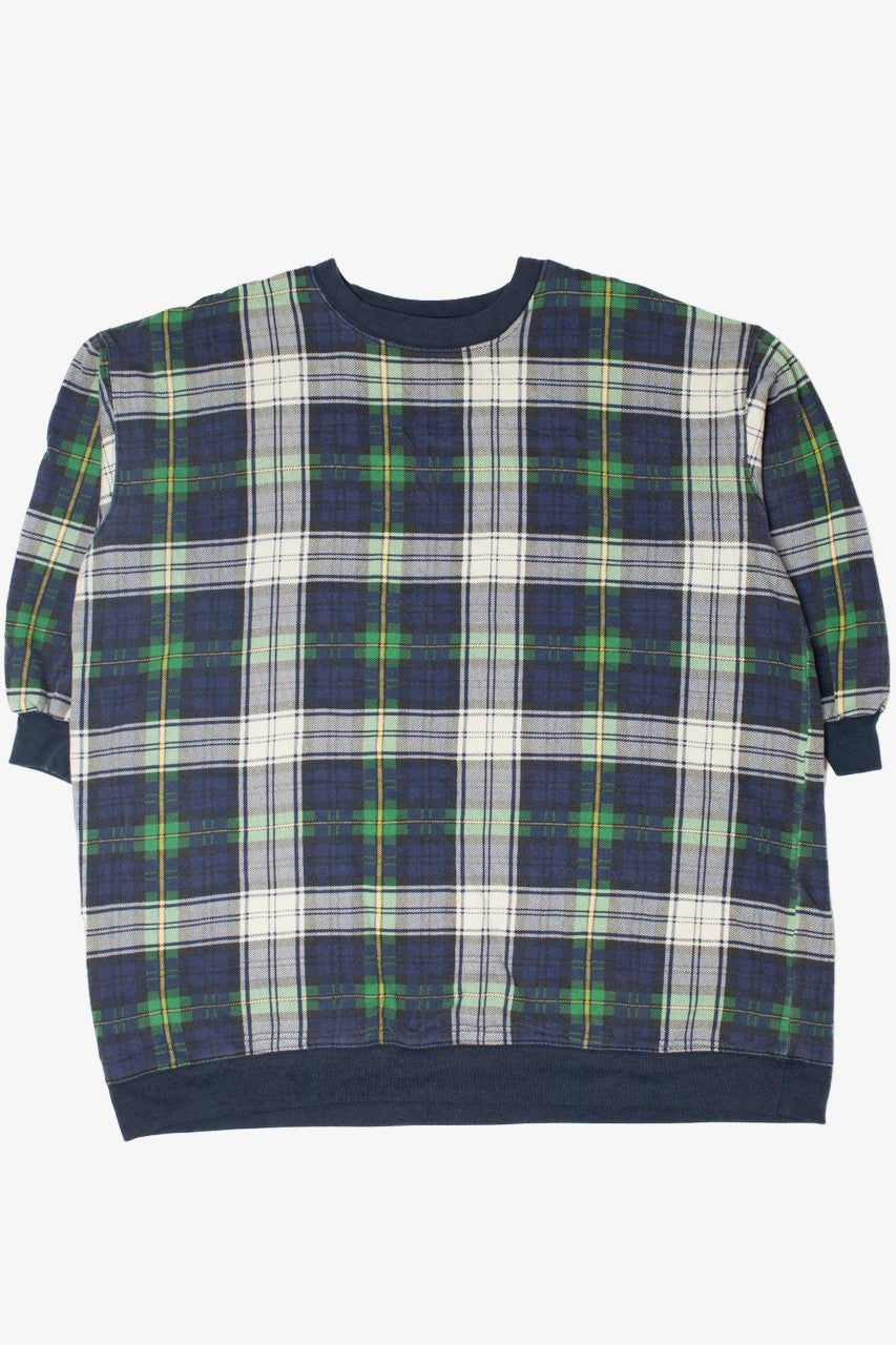 Vintage Navy & Green Plaid Sweatshirt