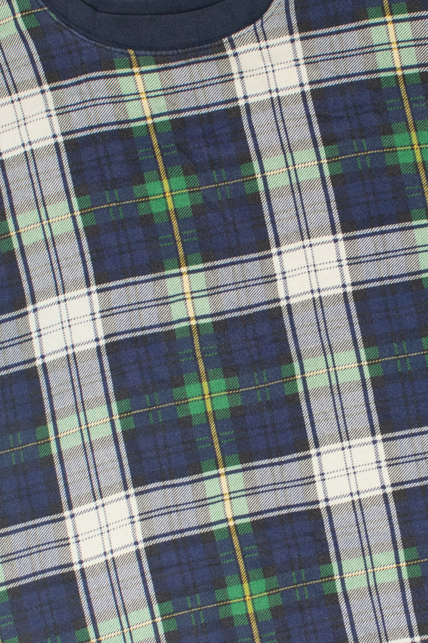 Vintage Navy & Green Plaid Sweatshirt