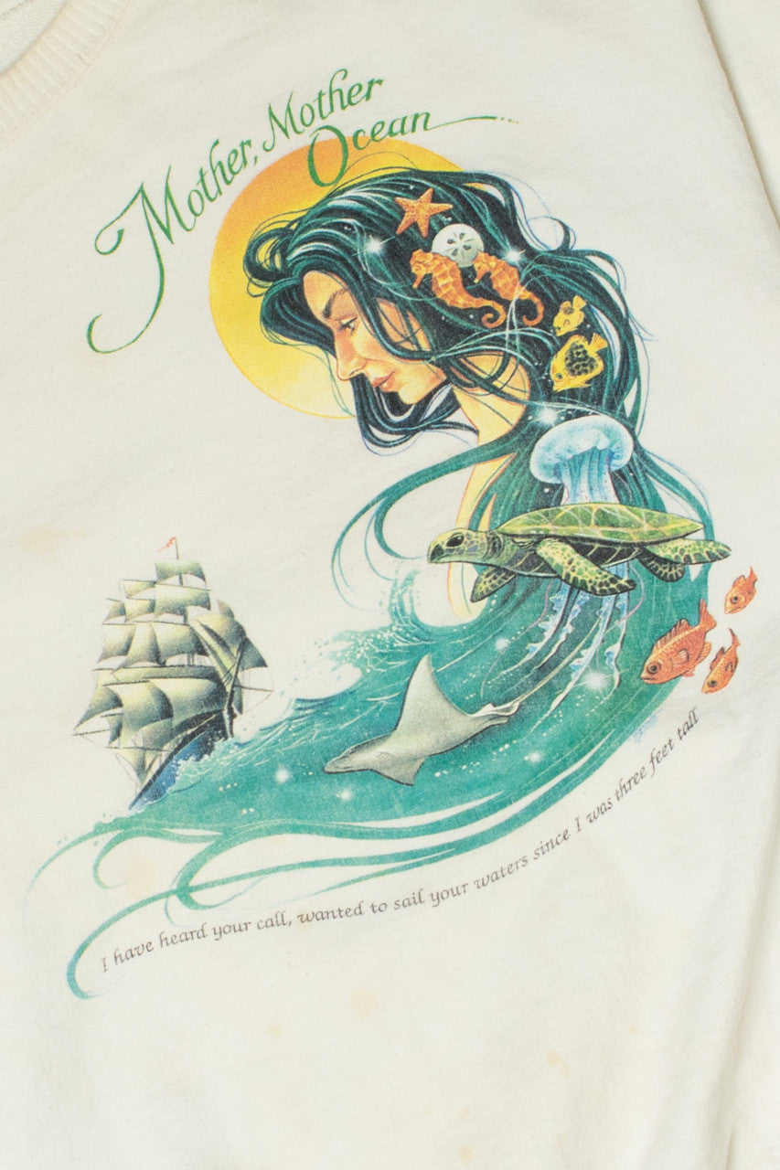 Vintage 1993 Pirate "Mother Ocean" Poem Sweatshirt