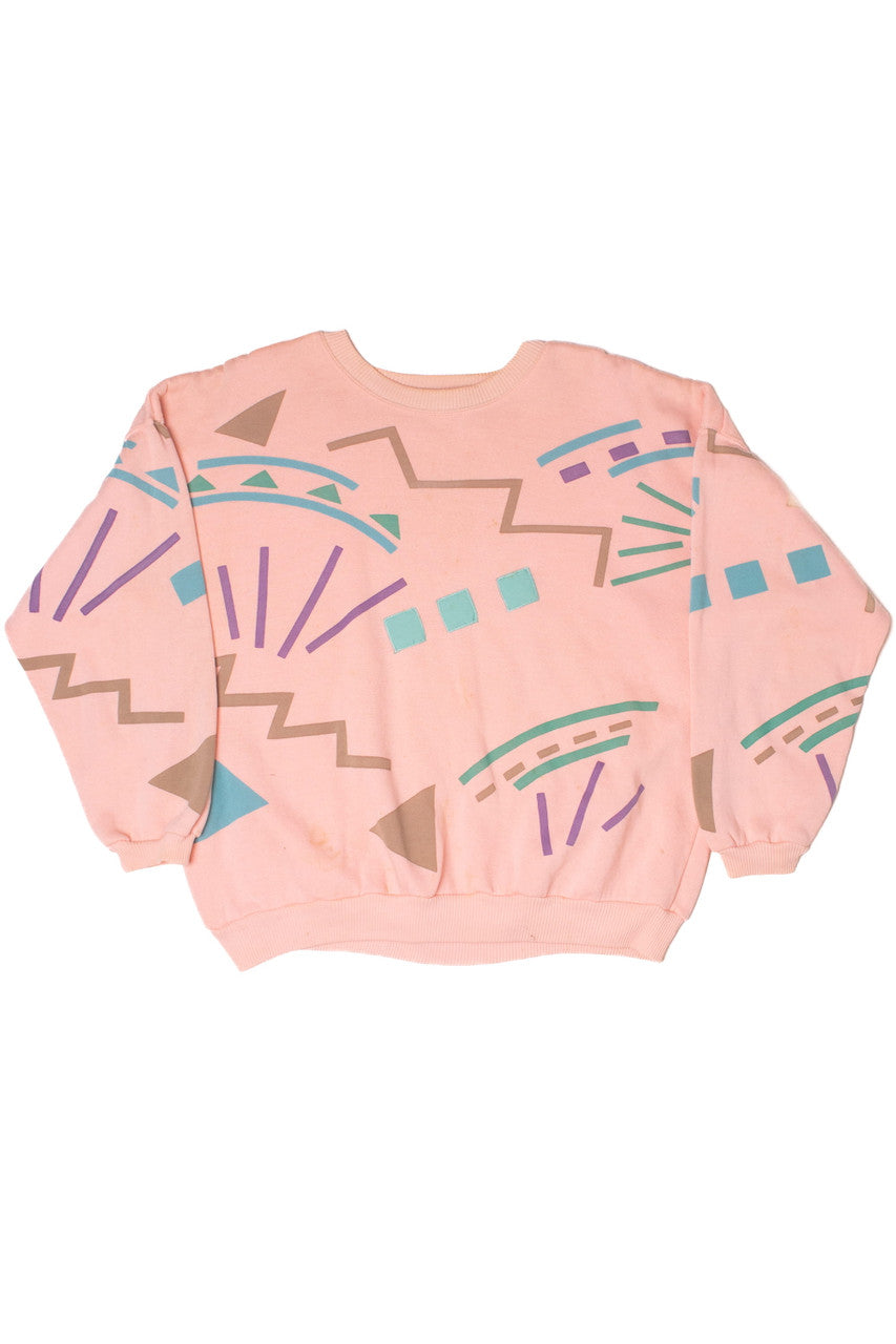 Vintage 1980's Geometric Print Pink Sweatshirt