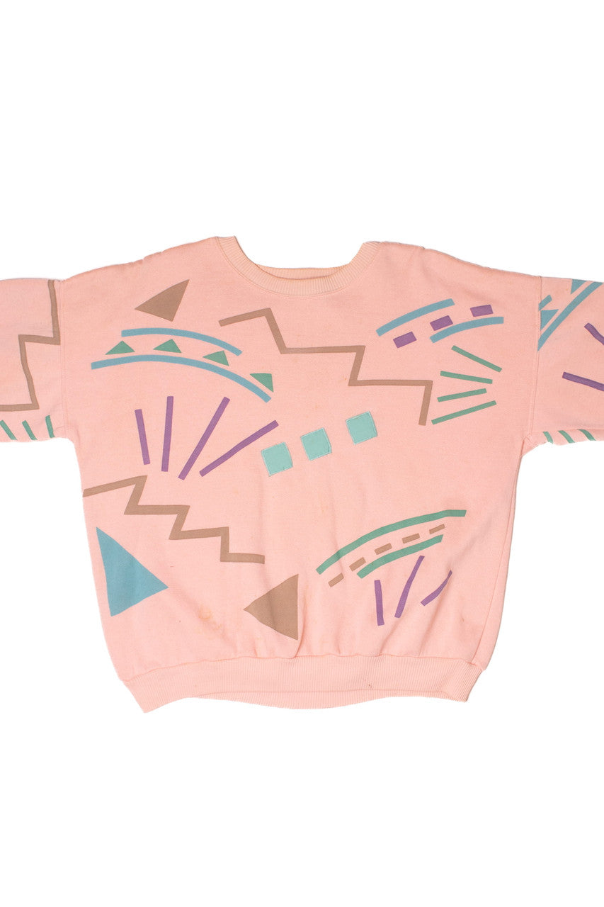 Vintage 1980's Geometric Print Pink Sweatshirt
