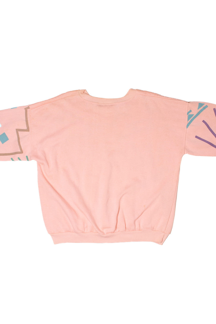 Vintage 1980's Geometric Print Pink Sweatshirt