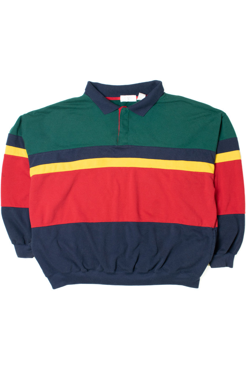 Vintage Bold Stripe Polo Sweatshirt