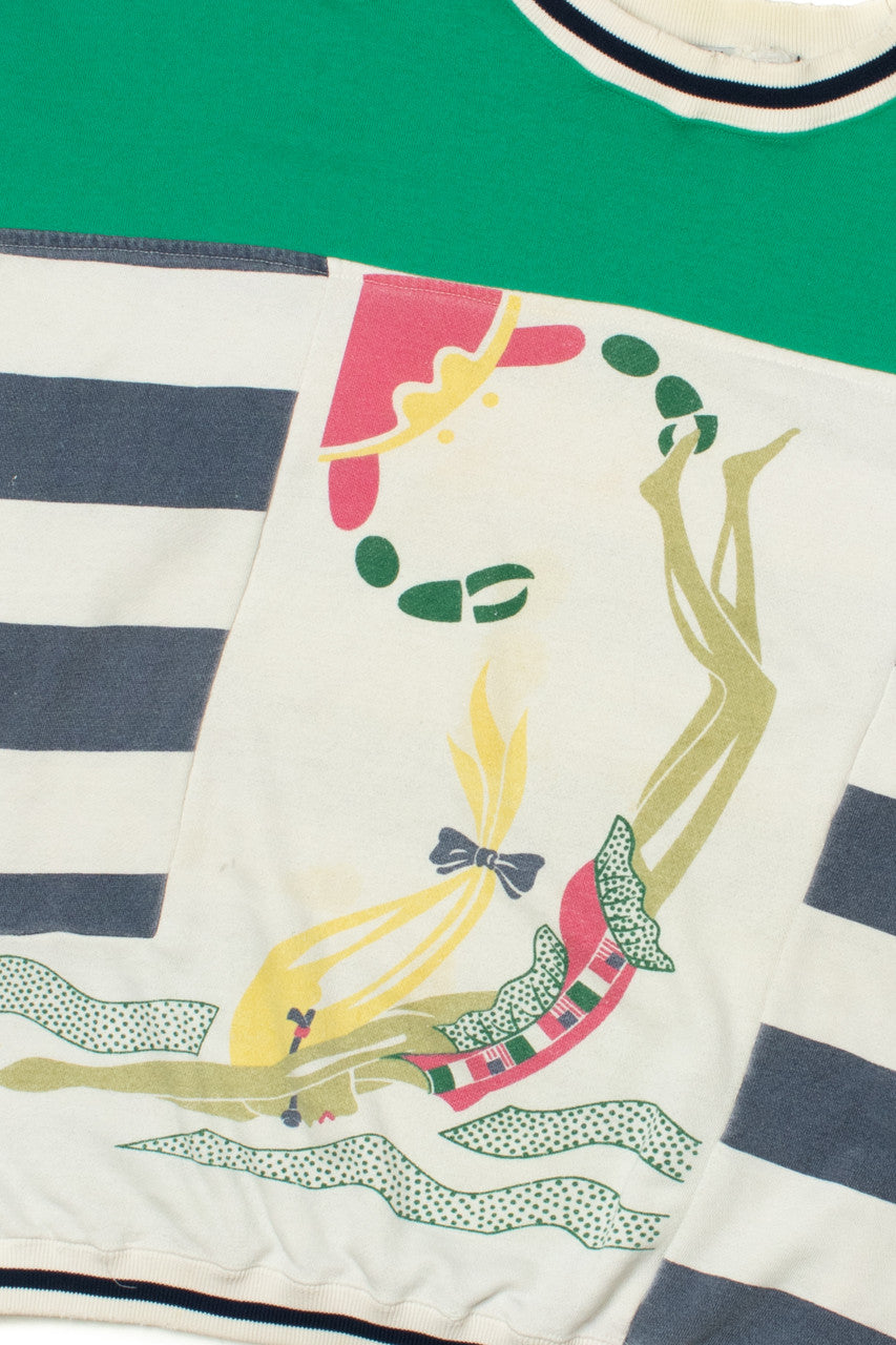 Vintage Swimmer Vs. Crab Striped Sweatshirt