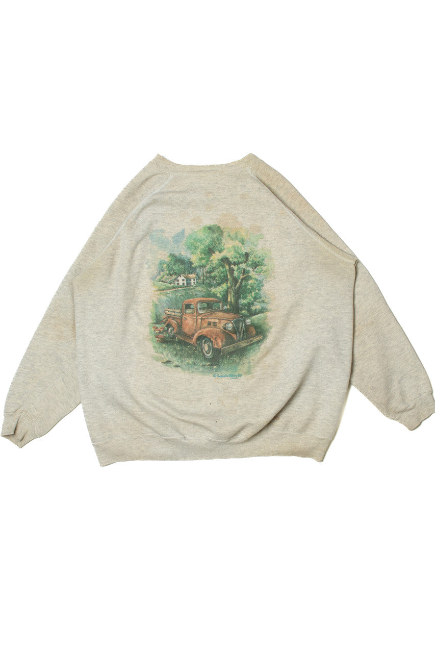 Vintage 1992 Truck In Cottage Landscape Sweatshirt