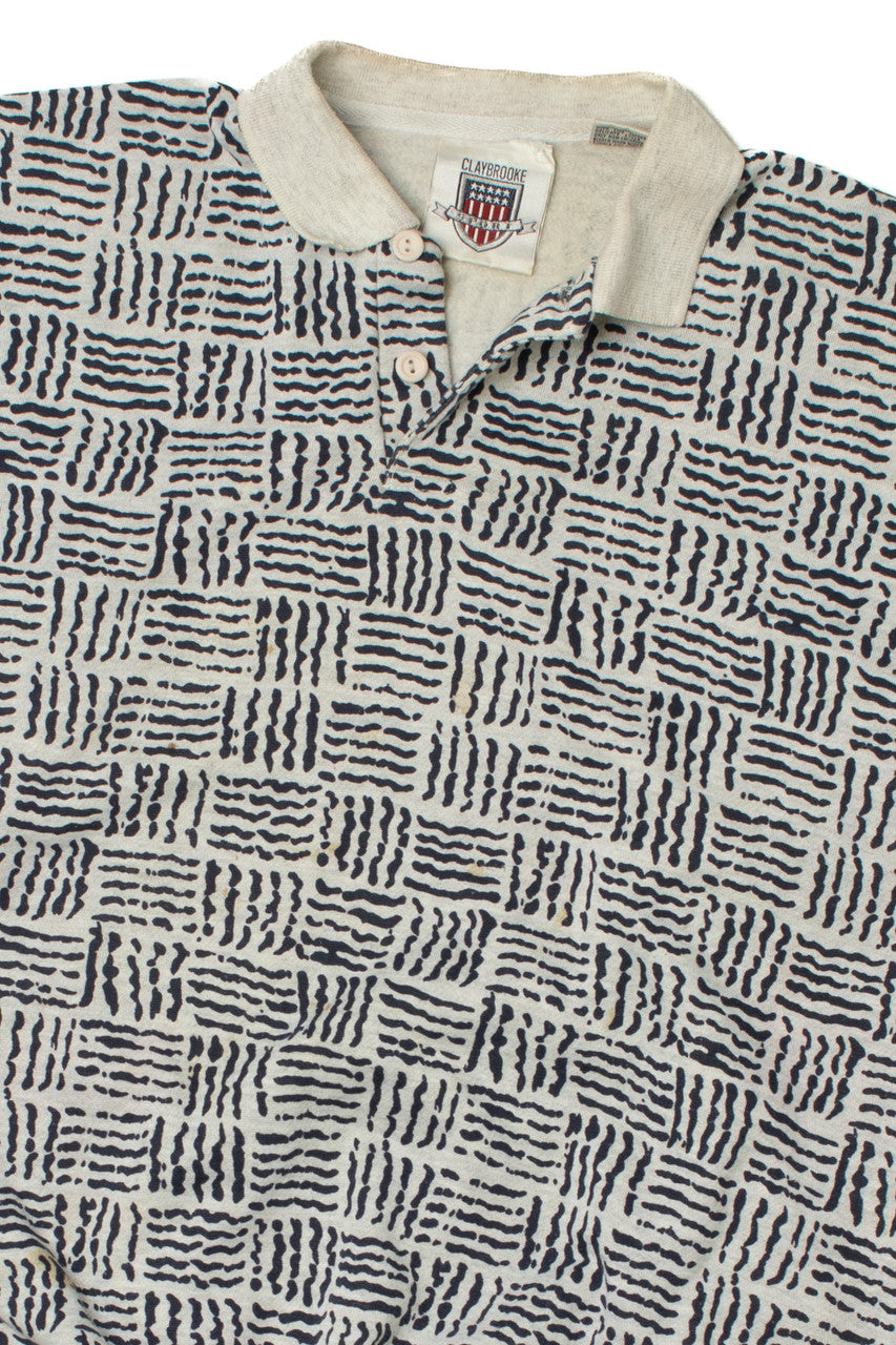 Vintage All Over Print Sweatshirt Polo