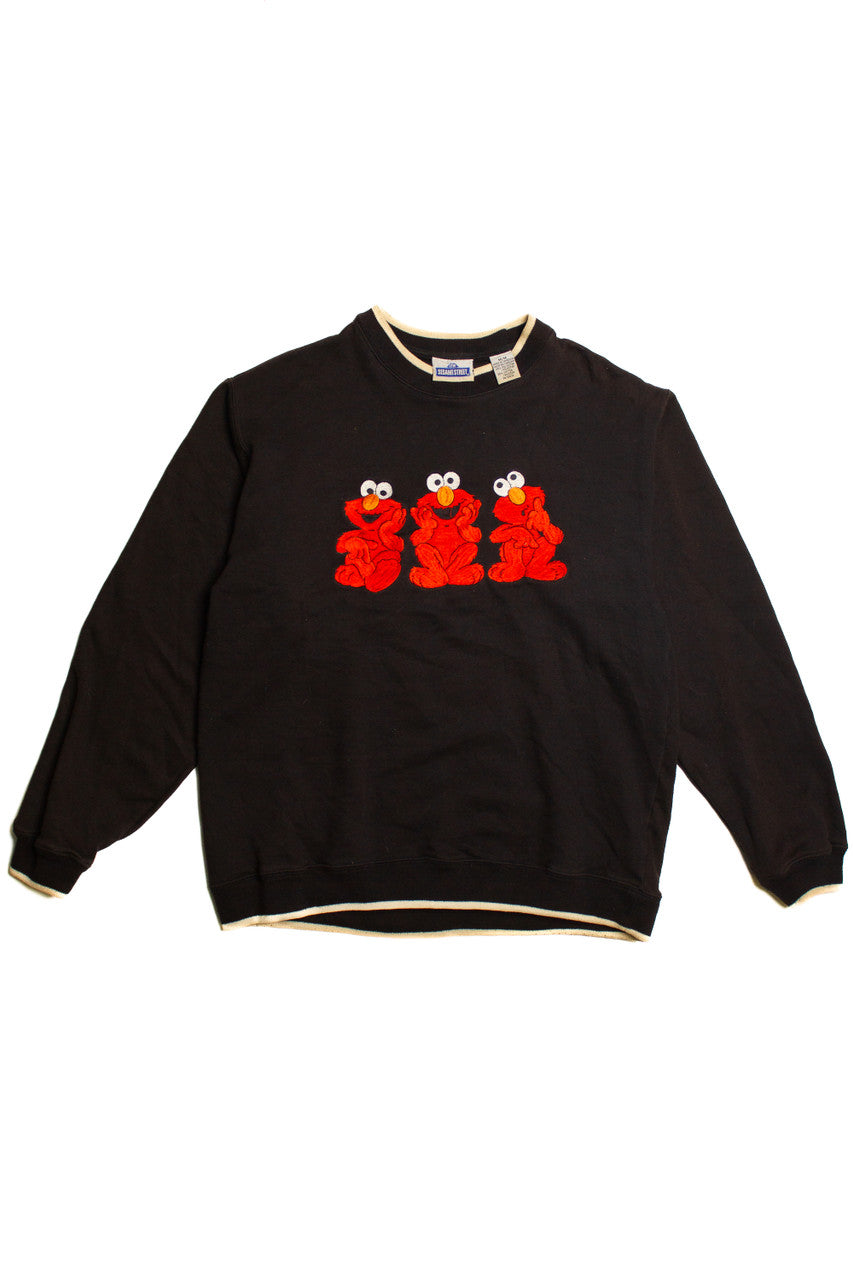 Vintage Sesame Street Three Elmos Embroidered Sweatshirt (1990s)