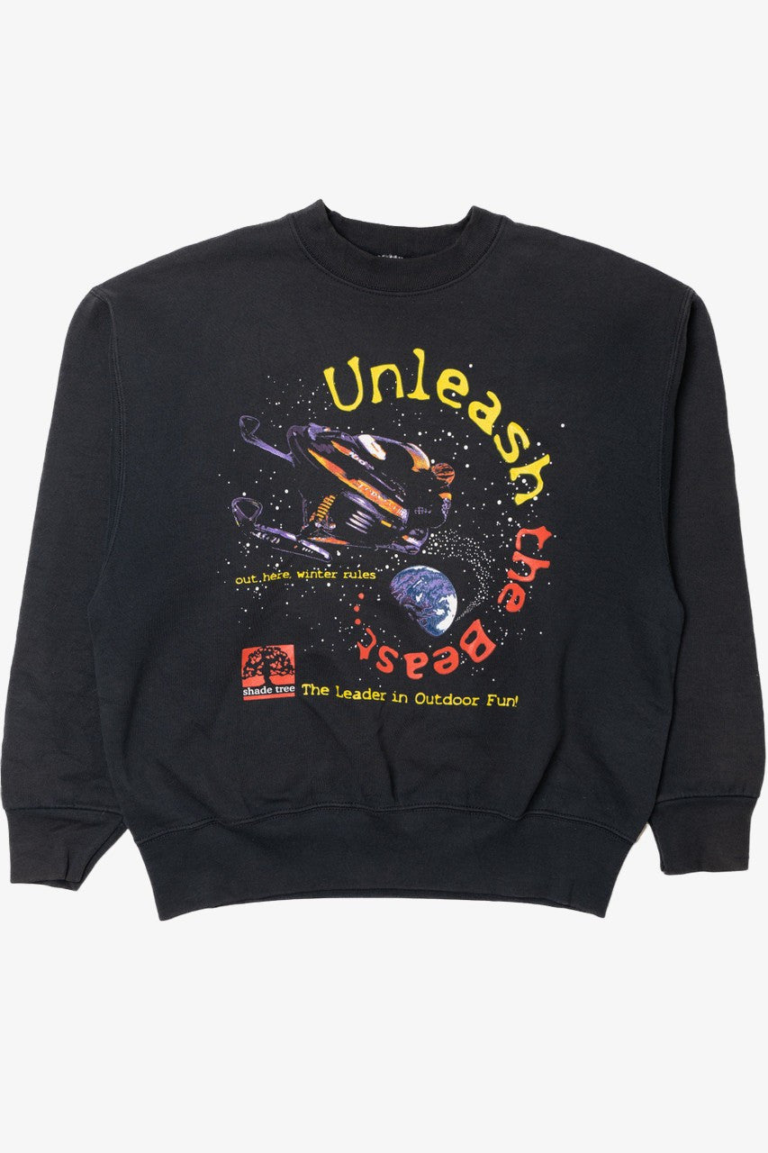 Vintage "Unleash The Beast" "Out Here Winter Rules" Shade Tree Snowmobiles Sweatshirt