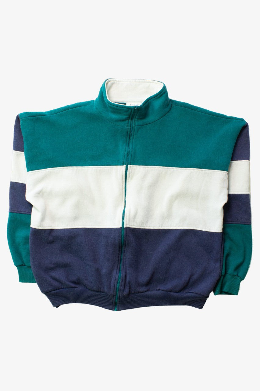 Vintage Color Block Claybrooke Zip Up Sweatshirt (1990s)
