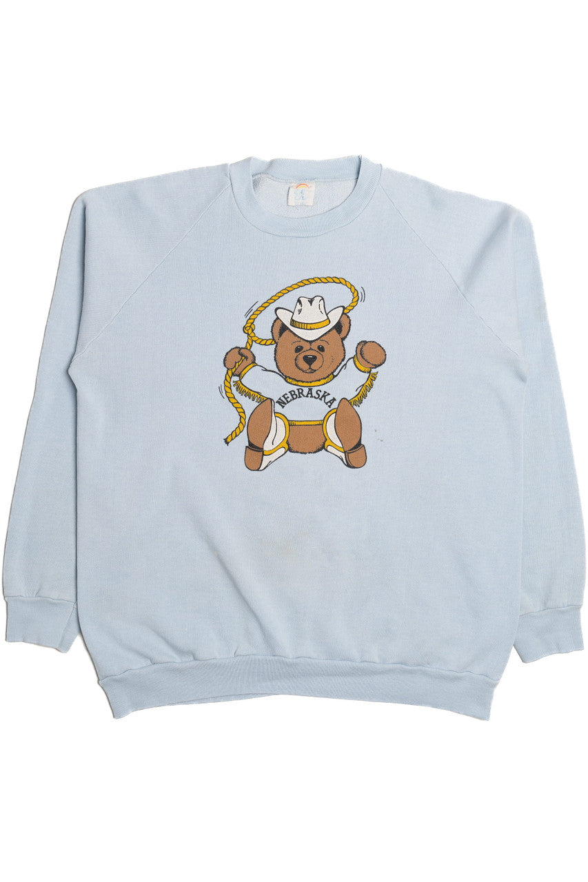 Vintage "Nebraska" Cowboy Teddy Bear Cal Cru Sweatshirt