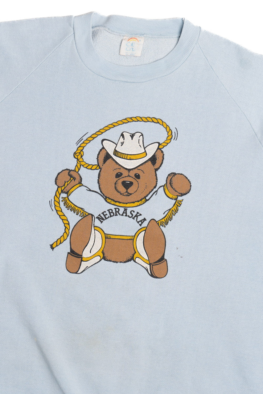 Vintage "Nebraska" Cowboy Teddy Bear Cal Cru Sweatshirt