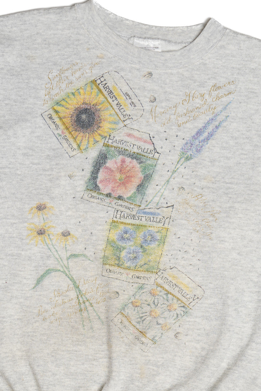 Vintage "Harvest Valley" Flower Garden Seed Packets Sweatshirt