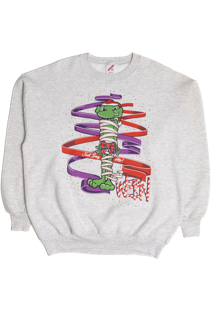 Vintage "Just Say Ho!" WEBN Radio Frog Christmas Sweatshirt