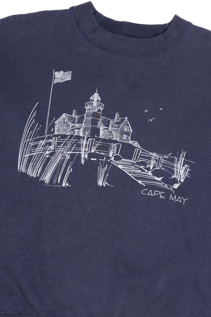 Vintage "Cape May" Beach Side Home Illustration Nutmeg Sweatshirt