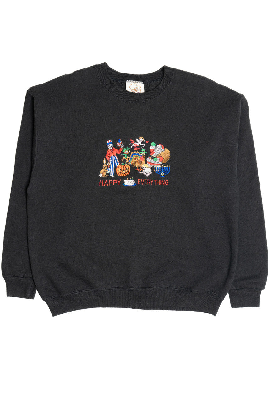 Vintage "Happy Everything" Holiday Inclusive And Birthday Sweatshirt