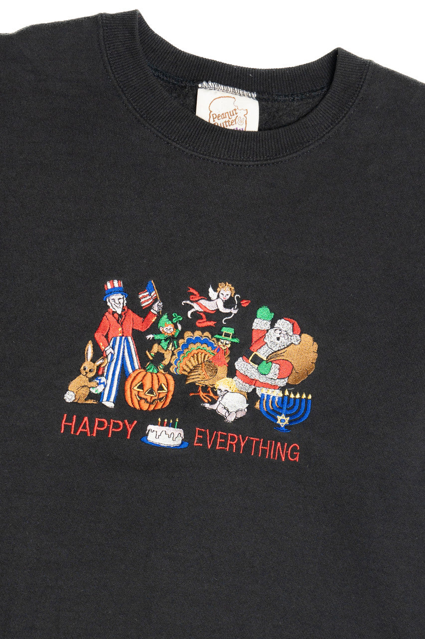 Vintage "Happy Everything" Holiday Inclusive And Birthday Sweatshirt