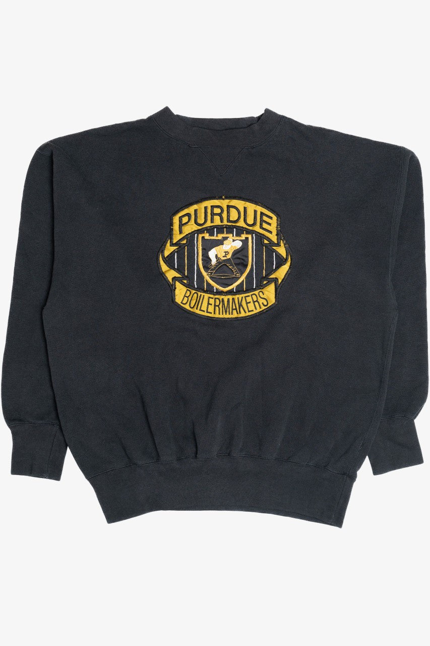 Vintage "Purdue Boilermakers" Flocking Embroidered Sweatshirt (1990s)