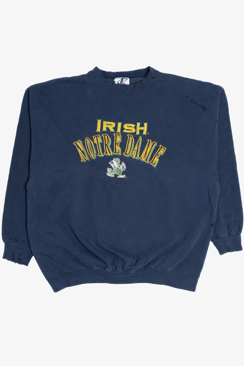 Vintage Distressed University of Notre Dame Irish Mascot Embroidered Sweatshirt (1990s)