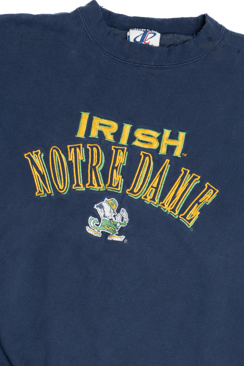 Vintage Distressed University of Notre Dame Irish Mascot Embroidered Sweatshirt (1990s)