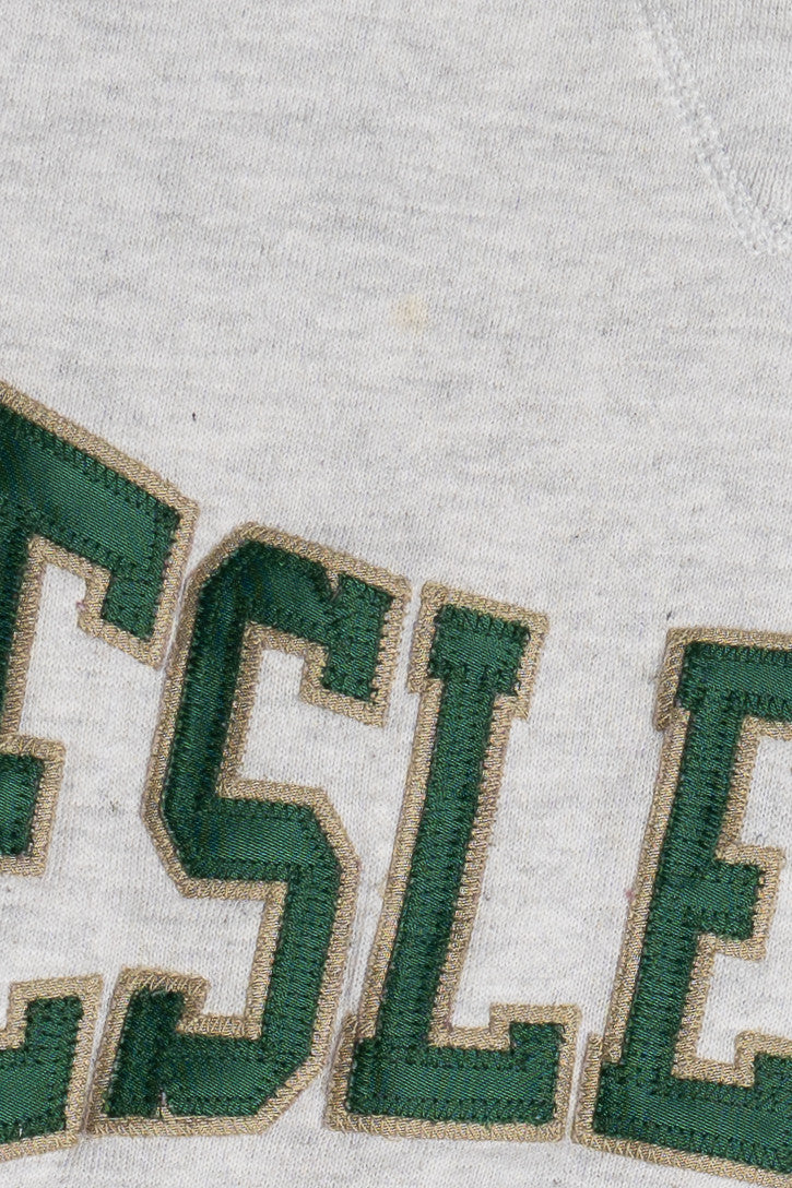Vintage "Wesleyan" University Flocking Embroidered Sweatshirt (1990s)