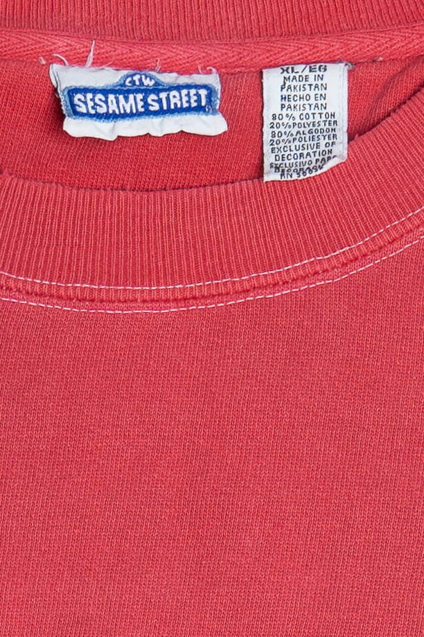 Vintage "Elmo" In Denim Overalls Embroidered Sesame Street Sweatshirt (2000s)