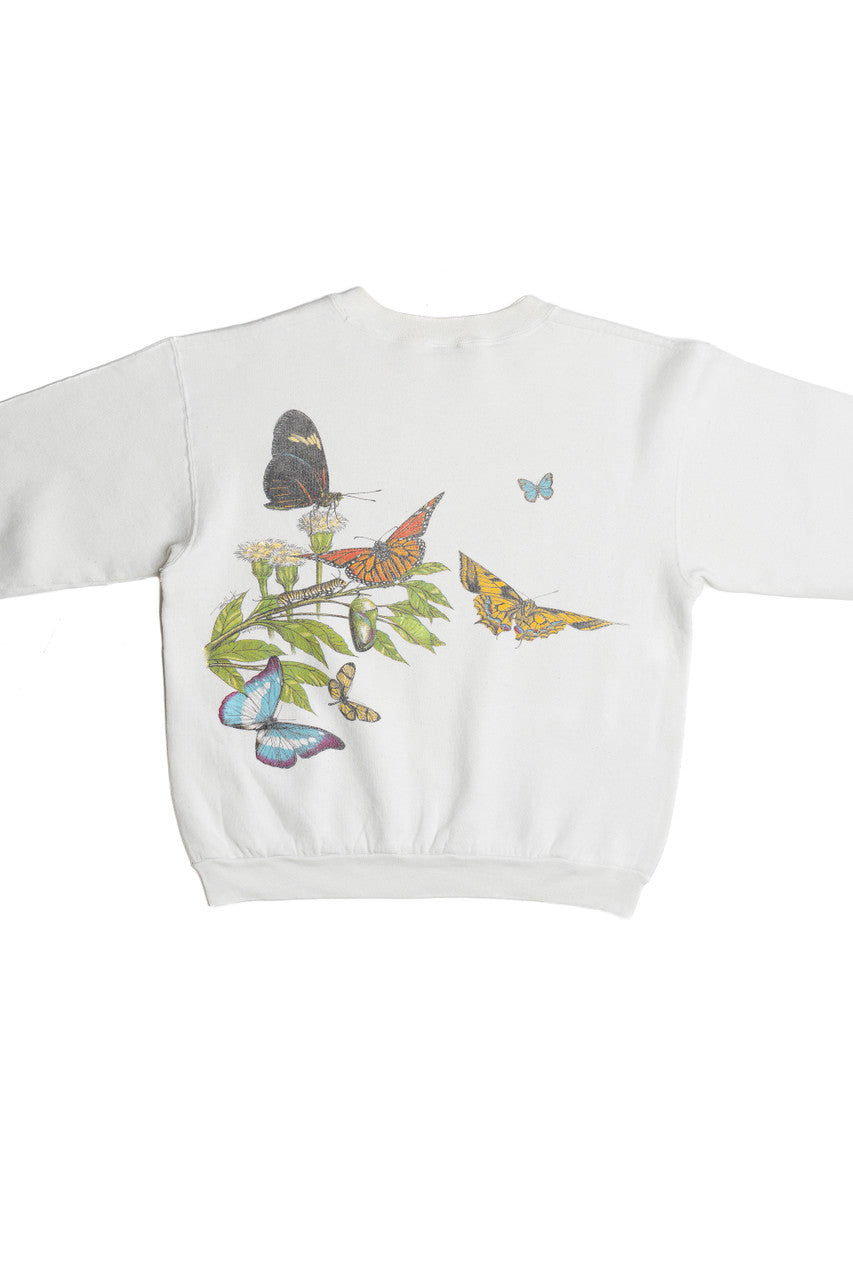 Vintage Butterfly Front/Back Print Screen Stars Sweatshirt (1980s)