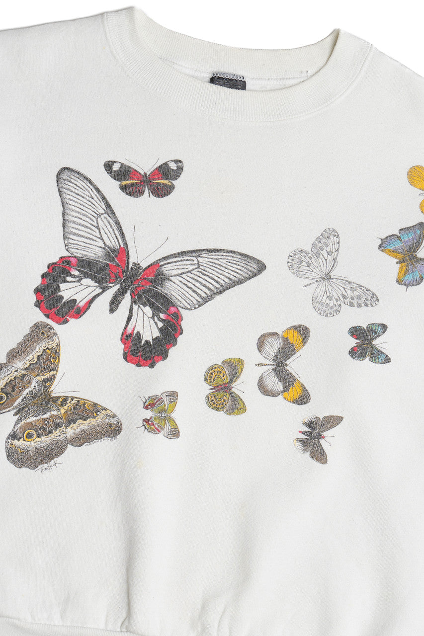 Vintage Butterfly Front/Back Print Screen Stars Sweatshirt (1980s)