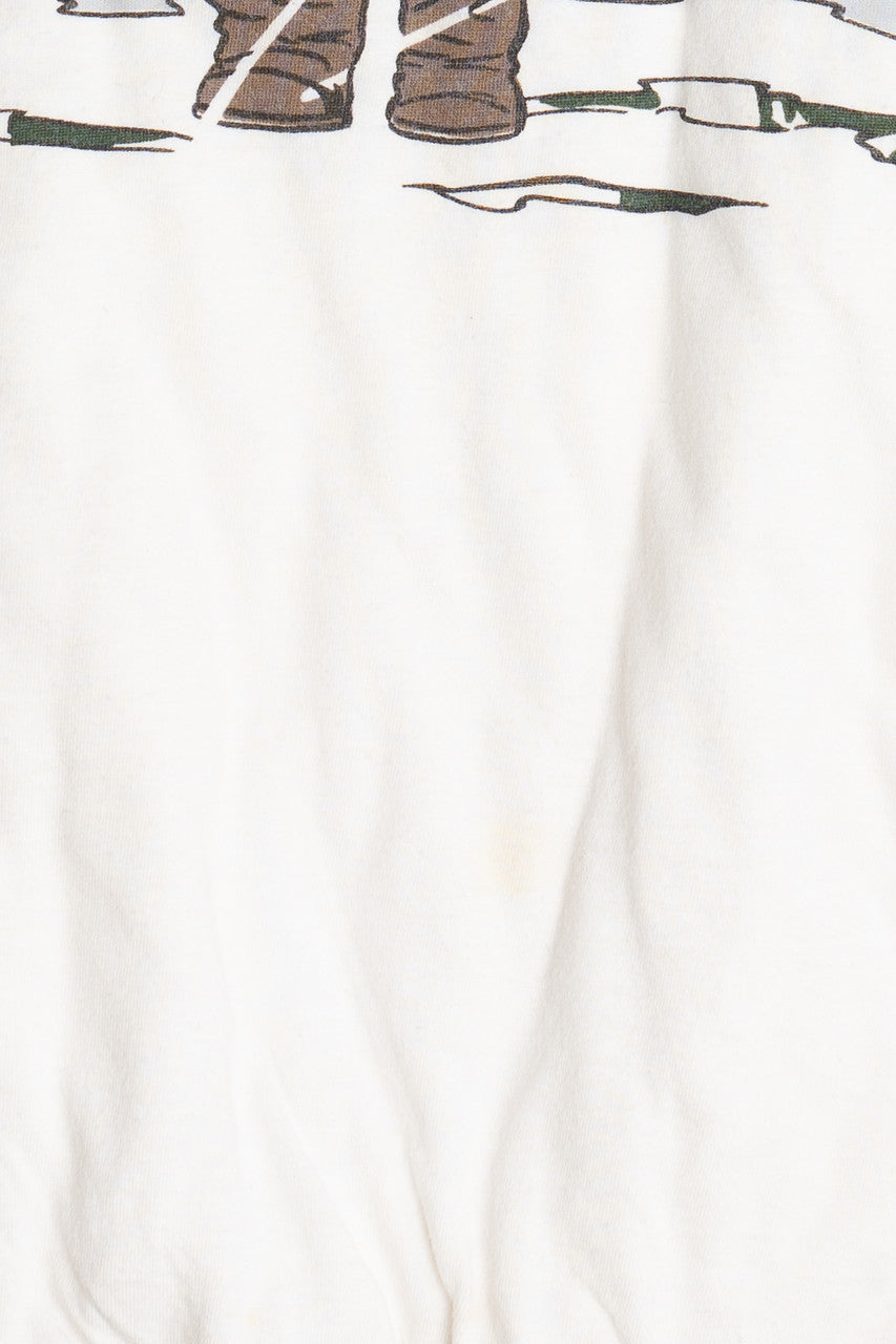 Snowy Wraparound Print Heavyweight Soft Quilted-Lined Sweatshirt (1990s)