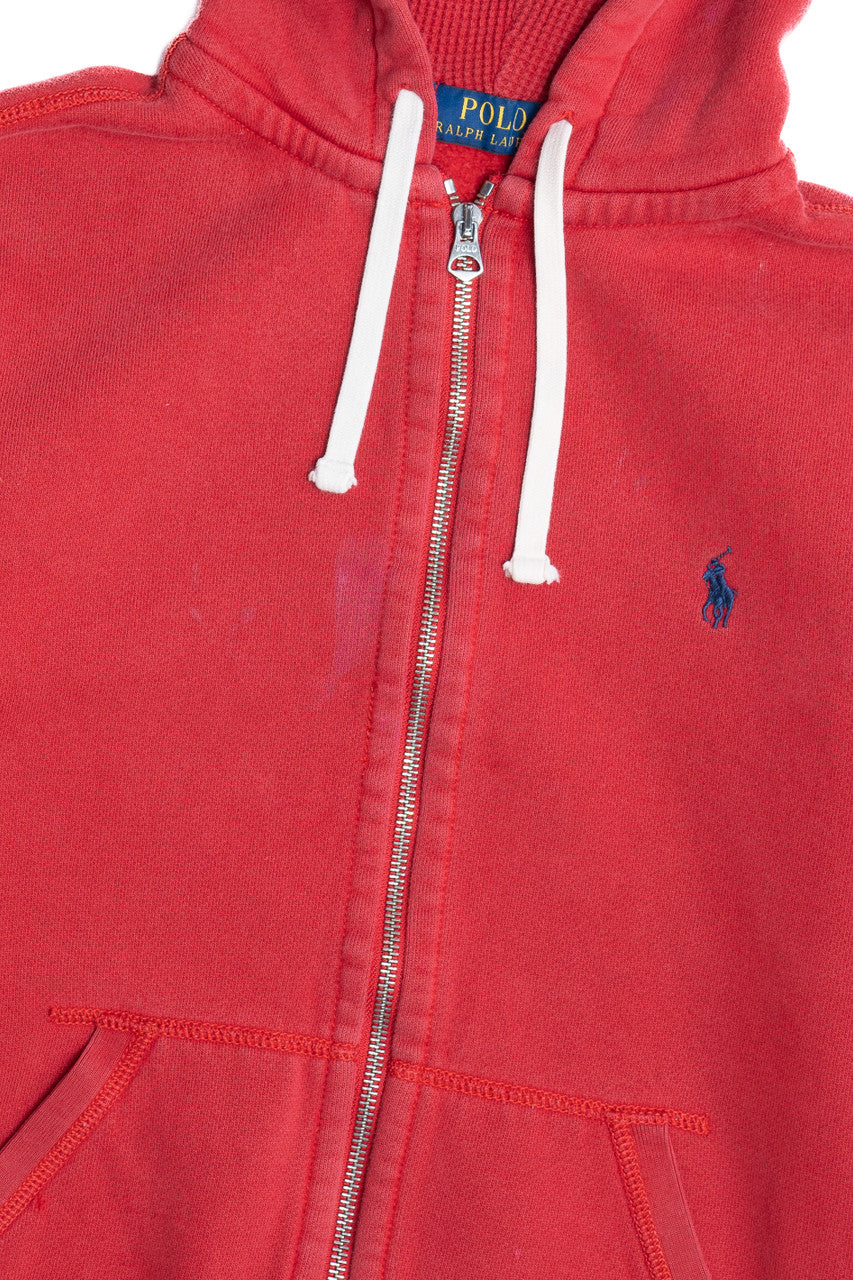 Vintage Distressed Polo By Ralph Lauren Zip-Up Hoodie Sweatshirt (1990s)