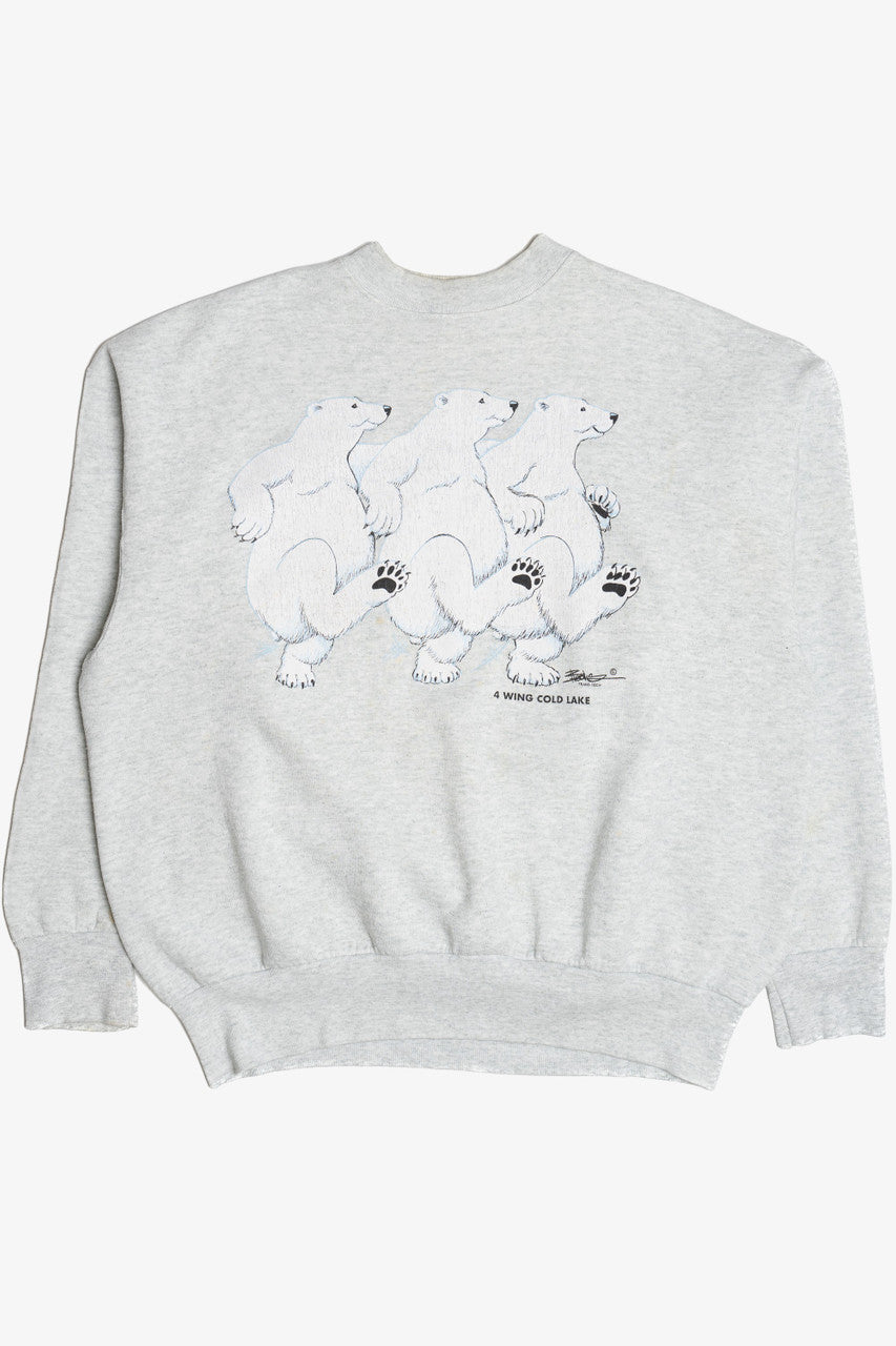 Vintage Distressed Dancing Polar Bears "4 Wing Cold Lake" Sweatshirt (1990s)