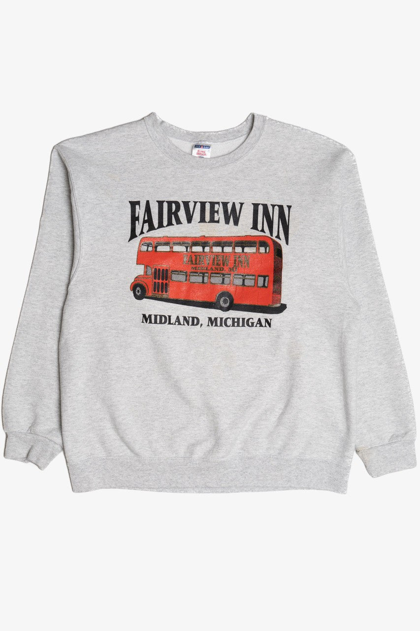 Vintage "Fairview Inn Midland, Michigan" Double Decker Bus Sweatshirt
